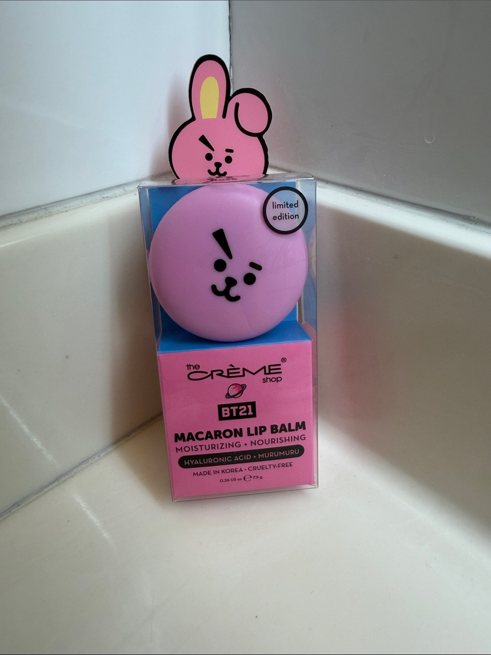 BT21 Limited Edition Macaron Lip Balm Pink Moisturizing Balm by The Crème Shop